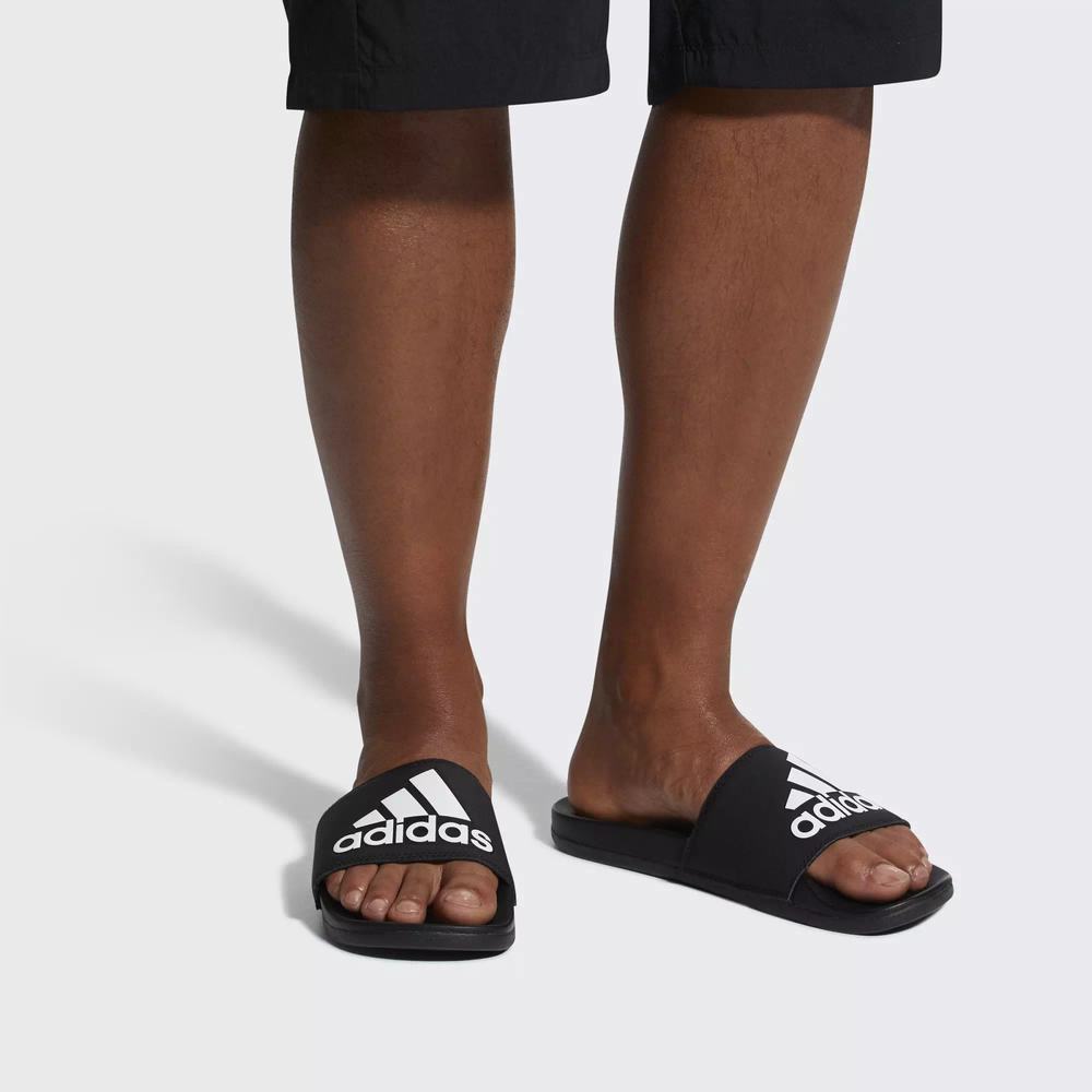 Adidas Adilette Cloudfoam Plus Logo Chanclas Negros Para Hombre (MX-70329)